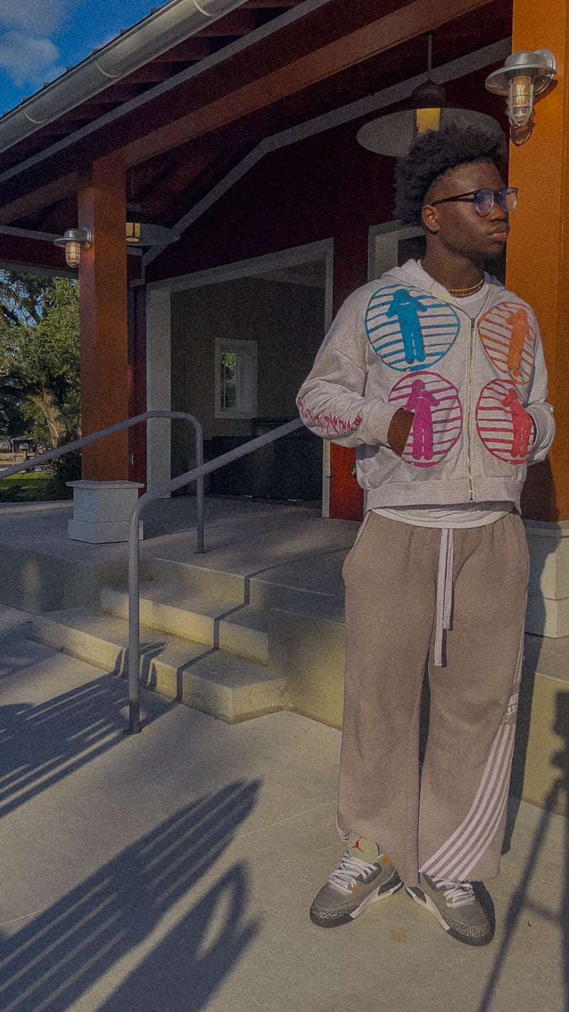 "MOSAIC" SNOW GREY HOODIE