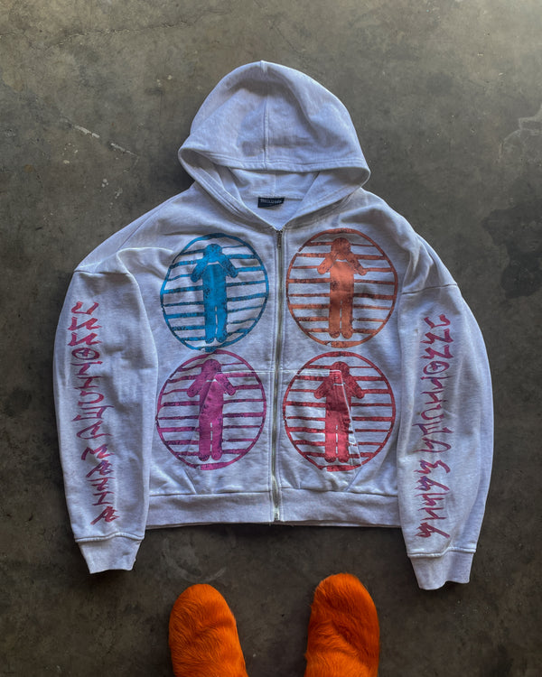 "MOSAIC" SNOW GREY HOODIE